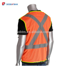 Benutzerdefinierte Logo und Größe Hallo-Viz Orange Verkehr Sicherheitswesten Taschen Atmungsaktive Polyester Mesh Reflektierende Arbeitsjacke Frontzipper
